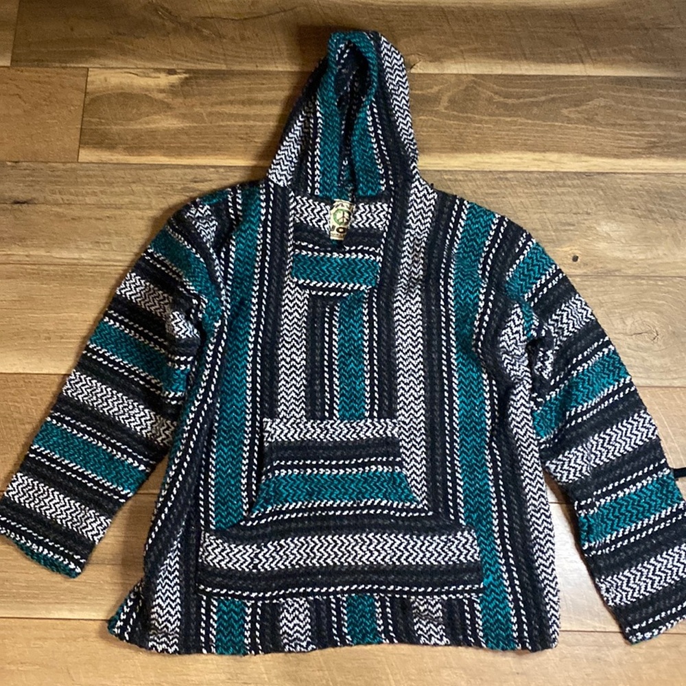 Knit hoodie poncho